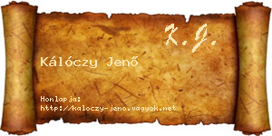 Kálóczy Jenő névjegykártya